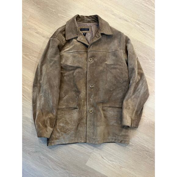 Banana Republic Suede Leather Jacket Coat Men’s Medium Beige Cowboy - Picture 1 of 8